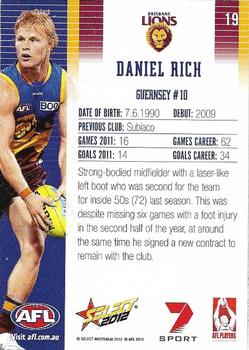 2012 Select AFL Champions #19 Daniel Rich Back